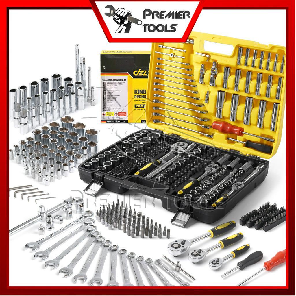 DELTON King Tools เครื่องมือช่าง ประแจ ชุดบล็อก 216 ชิ้น(ชุดใหญ่)ขนาด 1/4 นิ้ว 3/8 นิ้ว 1/2 นิ้ว ชุด