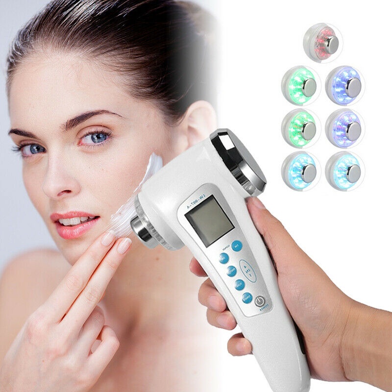 1Mhz & 3Mhz Ultrasonic Face Massager 7 สีไฟ LED Facial Photon Ultrasound Therapy Skin Care Body Slim Anti Cellulite Beauty