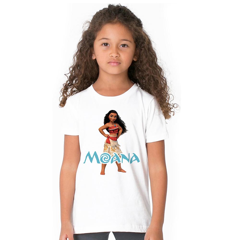 เสื้อยืดผ้าฝ้ายแขนสั้นพิมพ์ลายการ์ตูน moana สําหรับเด็กผู้หญิง