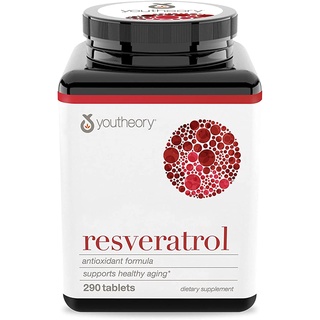 Youtheory Resveratrol with Acerola เรสเวอราทรอล "น้ำพุแห่งความเยาว์วัย" ต้านอนุมูลอิสระ ชะลอวัย 290 Tablets