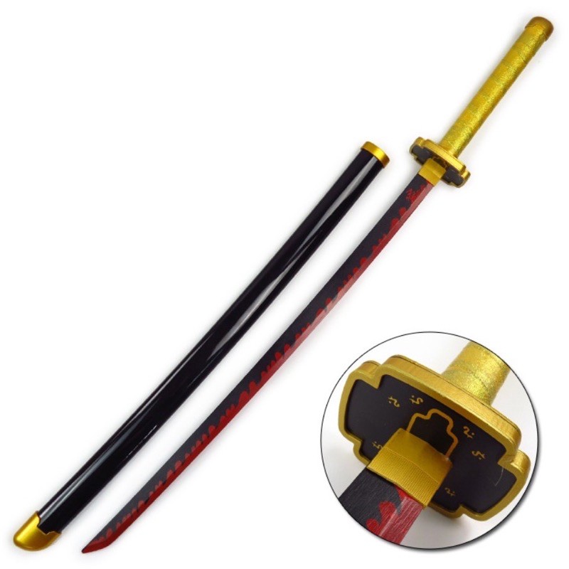 ดาบไม้ Cosplay 1:1 สึกิคุนิ โยริอิจิ อนิเมะ และ เรนโกคุ เสาหลักไฟ Kimetsu No Yaiba ดาบพิฆาตอสูร พร้อ