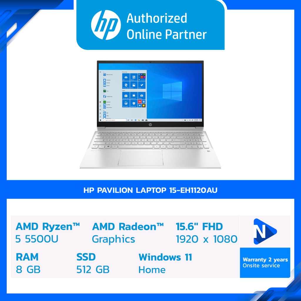 [ใส่โค้ด CLHP0825 ลด 2,500] HP Laptop - โน๊ตบุ๊ค HP Pavilion Laptop 15-eh1120AU (56K69PA) [ออกใบกำกับภาษีได้]