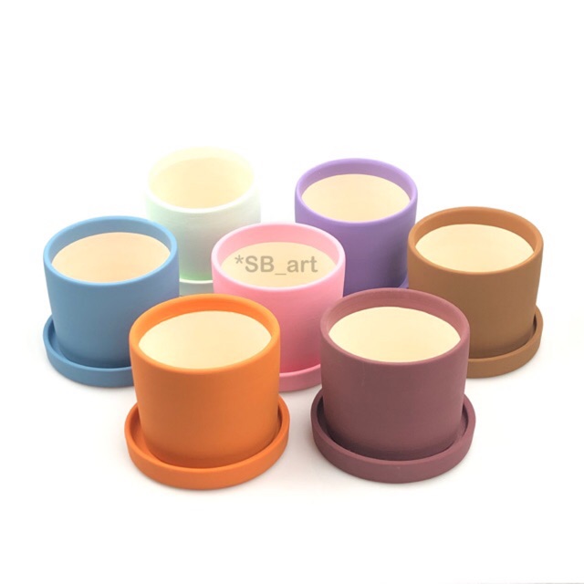 กระถางดินเผา สำหรับปลูกแคคตัสหรือไม้ประดับ สไตล์โมเดิร์น NPK กระบอกสี - รูปที่ 2