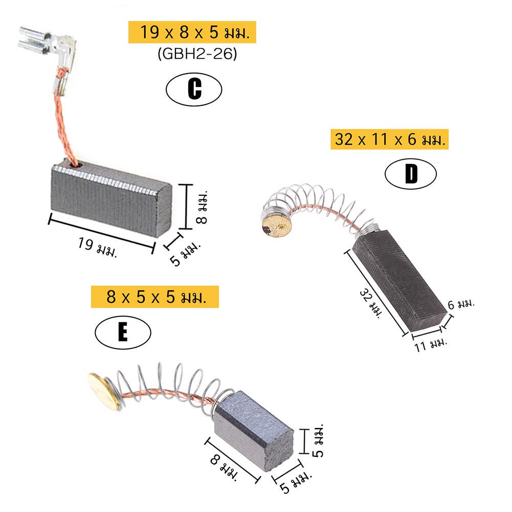 (2ชิ้น) แปรงถ่าน คาร์บอน carbon brush มอเตอร์ ไฟฟ้า สว่าน ไฟฟ้า เครื่องมือช่าง อะไหล่ ซ่อม