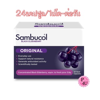 SAMBUCOL BLACK ELDERBERRY ORIGINAL 24 CAPS แซมบูคอล แบล็ค เอลเดอร์เบอร์รี เสริมภูมิคุ้มกัน ป้องกันหวัด