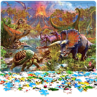 【Jurassic Dinosaurs Theme Jigsaw】จิ๊กซอว์ไม้ปริศนา เป็นมิตรกับสิ่งแวดล้อม ของเล่นเสริมการเรียนรู้เด็ก 3-8 ปี 55-63 Spot 126 ชิ้น จิ๊กซอว์ จิกซอ จิ๊กซอว์เด็ก ของเล่นเด็ก