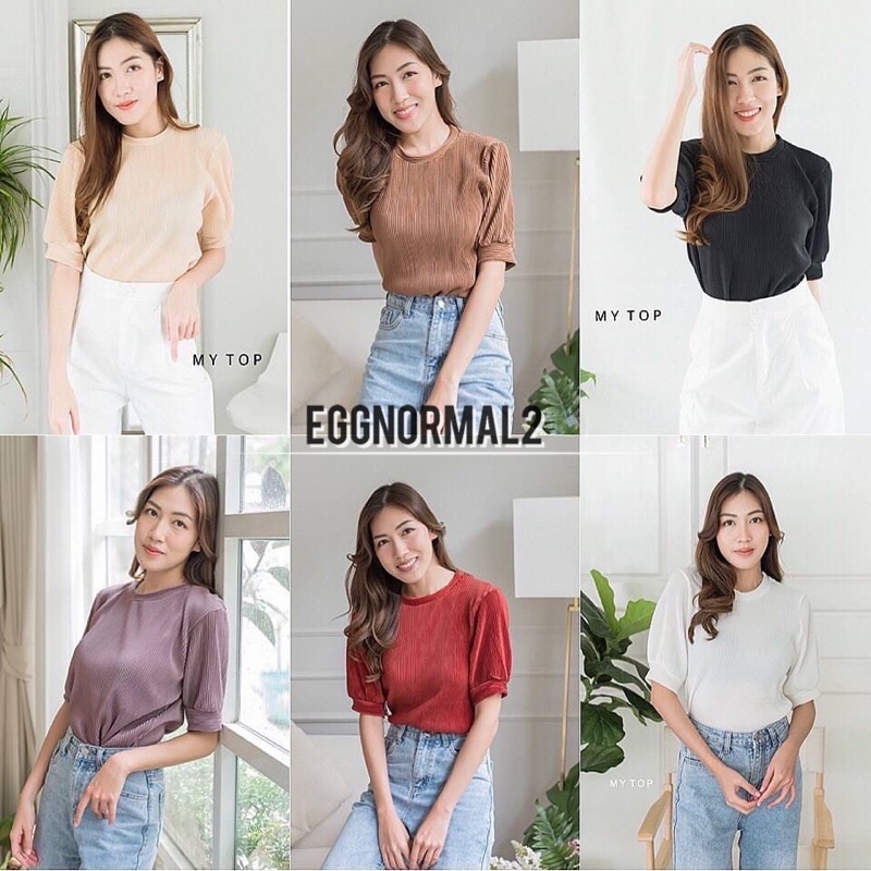 MY​TOP​❤️New In ❤️Code:H25 เสื้อพลีททรงแขนบอลลูน ทรงสวยลุคแพง