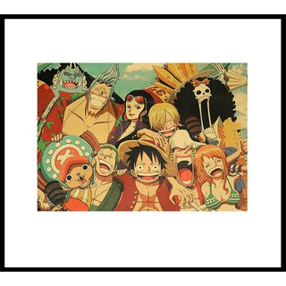 โปสเตอร์กระดาษคราฟท์ ลาย "StrawHat laugh" สไตล์วินเทจ ขนาด 21x30 ซม. สําหรับตกแต่งผนังหอพัก