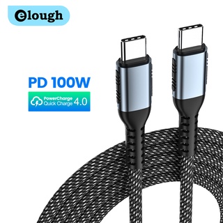 Elough สายเคเบิลชาร์จเร็ว 60W 100W Type C เป็น Type C QC4.0 3.0 PD Type C