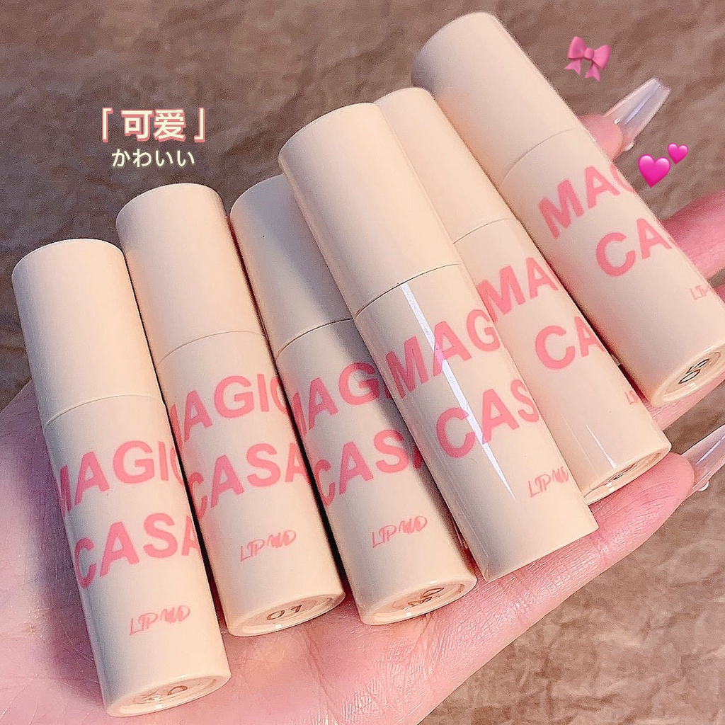 Magic CASA ลิปสติก เนื้อแมตต์กํามะหยี่ ให้ความชุ่มชื้น ติดทนนาน กันน้ํา 【สปอตสินค้า】