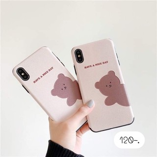 เคสหนัง ลายการ์ตูน เคสโทรศัพท์ 🐻เคสหนังลายหมี nice day