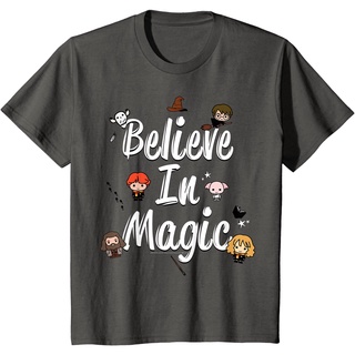 เสื้อยืดผ้าฝ้ายพรีเมี่ยม เสื้อยืด พิมพ์ลายการ์ตูน Harry Potter Believe In Magic น่ารัก