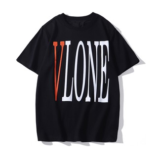 Vlone เสื้อยืดแขนสั้น ผ้าฝ้าย พิมพ์ลาย แฟชั่นสําหรับผู้ชาย และผู้หญิง