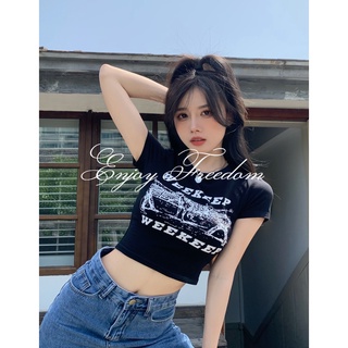 Enjoy Freedom เสื้อยืดแขนสั้นผู้หญิง 2022 เสื้อยืดแขนสั้นใหม่ Womens Short Print