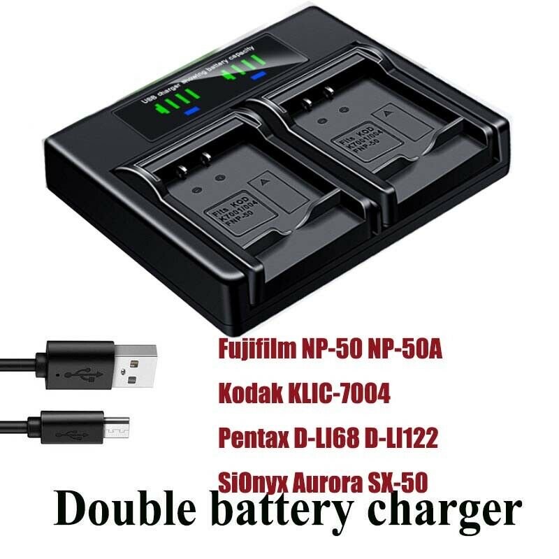 เครื่องชาร์จแบตเตอรี่คู่สําหรับ FinePix XP110 XP150 XP160 XP170 XP200 XF1 F1000EXR NP50