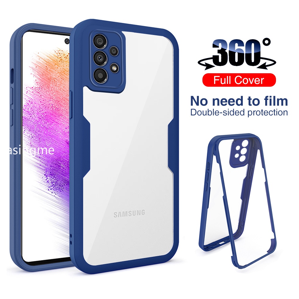 เคสโทรศัพท์มือถือแบบใส สองด้าน กันกระแทก 360 องศา สําหรับ Samsung Galaxy A53 5G A73 A23 A13 A52 A52S