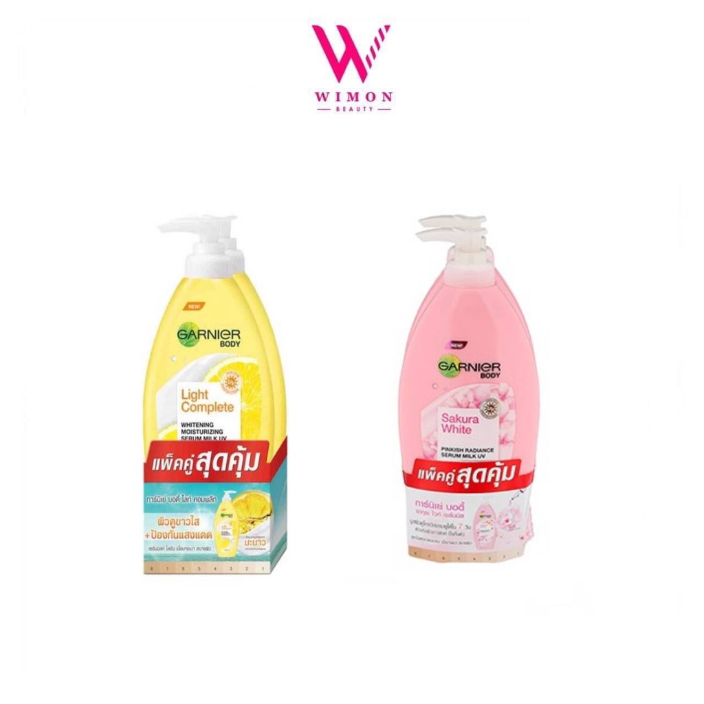 แพ็คคู่สุดคุ้ม Garnier Body Lotion 400 ml.X2 การ์นิเย่ บอดี้ โลชั่น ไลท์ คอมพลีท เอ็กซ์ตร้า ไวท์เทนนิ่ง /ซากุระ ไวท์