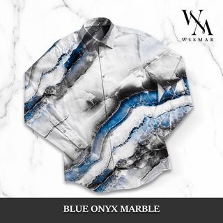 เสื้อเชิ้ตแขนยาวลายหินอ่อน(สีบลูออนิกซ์):Blue Onyx Marble Shirt (Long-sleeved)