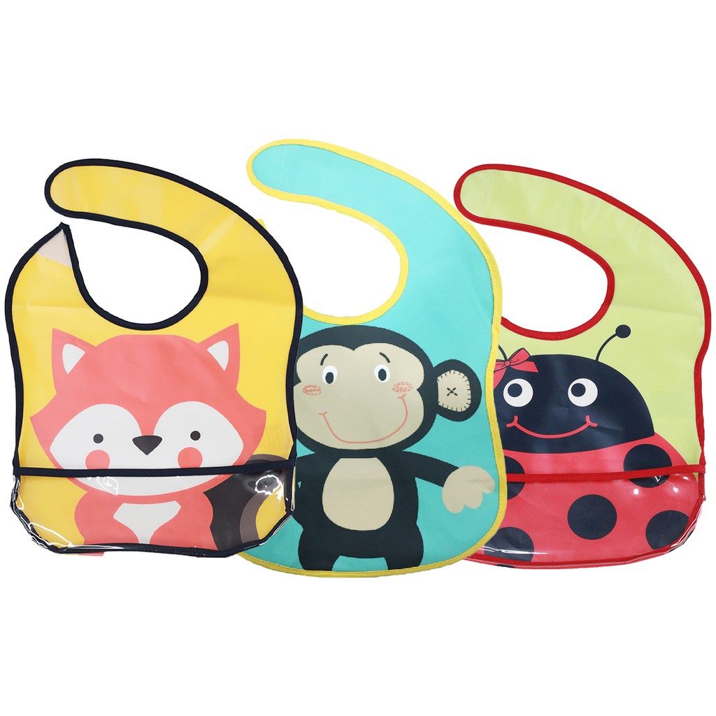 Grace Kids ผ้ากันเปื้อนเด็ก รุ่นมีที่รองอาหาร | กันน้ำลาย กันอาหารเลอะ ทำความสะอาดง่าย