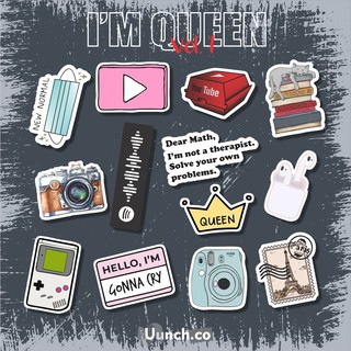 สติกเกอร์ ลาย AESTHETIC TUMBLR BUJO สําหรับติดตกแต่งโทรศัพท์มือถือ แล็ปท็อป สเก็ตบอร์ด || Queen VOL.1