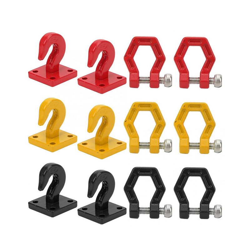 กันชนโลหะ D-ring สีแดง Tow Hook 2 ชิ้นสําหรับ 1/10 RC Crawler รถ TRX-4 Axial SCX10 90046 อะไหล่อัพเกรด