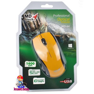 [โค้ด MAYINC30 ลด30%] เมาส์ USB Optical Mouse MD-TECH (MD-64) Yellow/Black