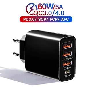 อุปกรณ์ชาร์จโทรศัพท์ 20W Usb Type C Pd ชาร์จเร็ว 3.0 4 พอร์ต สําหรับแล็ปท็อป สมาร์ทโฟน