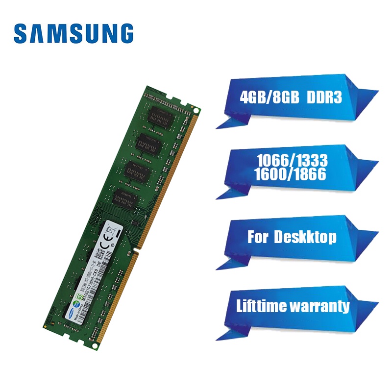 หน่วยความจําเดสก์ท็อป Samsung 4GB 8GB DDR3 DDR3L DIMM 1066 1333 1666 1866MHz 240Pin 1.35V 1.5V RAM PC3-8500 10600 12800 14900 สําหรับ PC