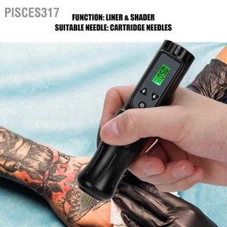 Pisces317 ปากกาสักแบตเตอรี่ไร้สาย หน้าจอ Lcd 10000Rpm สีดํา