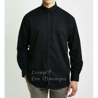 *ลดพิเศษไซส์ใหญ่ (XL)*ผ้าOxford เสื้อเชิ้ตสีดำแขนยาวมีกระเป๋าเสื้อ