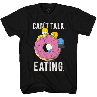 เสื้อผ้าผชเสื้อยืด ลาย The Simpsons Pink Donut Cant Talk Eating Homer สไตล์วินเทจ สําหรับผู้ชาย และผู้หญิง เสื้อยืด - เ