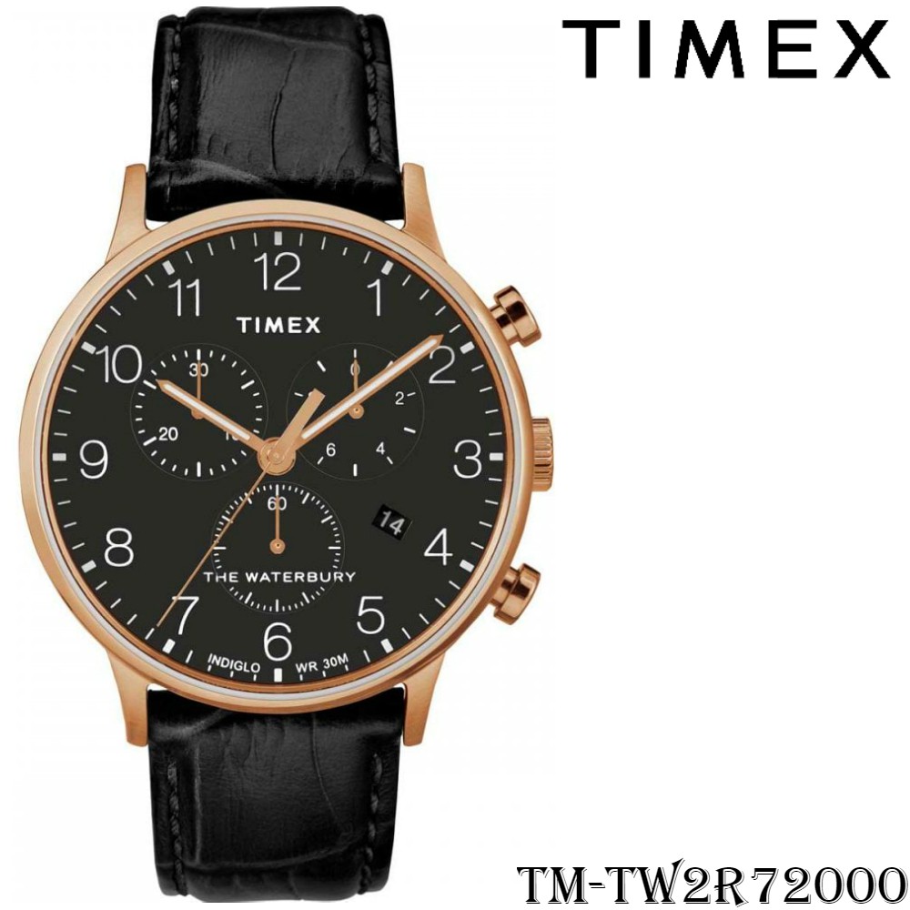 Timex TM-TW2R72000 นาฬิกาข้อมือผู้ชายและผู้หญิง สายหนัง สีดำ