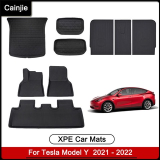 Tesla อุปกรณ์เสริมXE Car Mats For Tesla Model Y 2021 2022 Trunk Storage ad Left / Right rudder All Weather 3D Waterroof