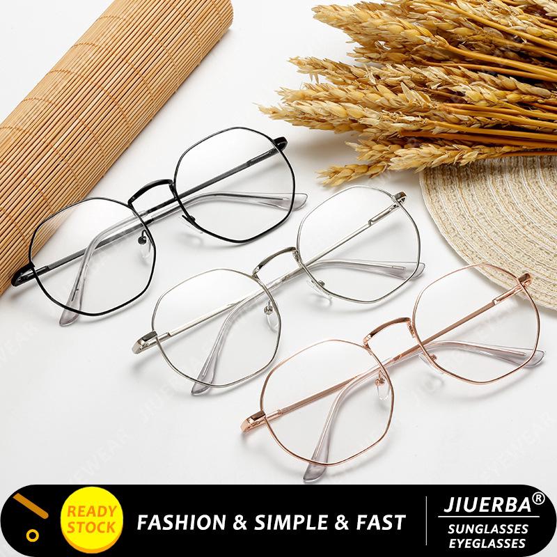 【แว่นตาป้องกันสีน้ำเงิน】Korean Style Retro Square Metal Frame Eyeglasses Women/Men