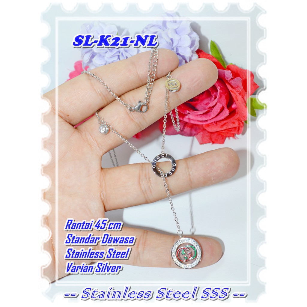 สร้อยคอสแตนเลสสีเงิน SL-K21-NL ดั้งเดิม