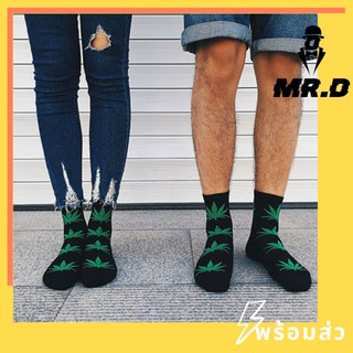 🌈Mr.D⚡️พร้อมส่ง⚡️ ถุงเท้าผ้าฝ้าย คุณภาพดี แฟชั่น ใบไม้leaves Socks