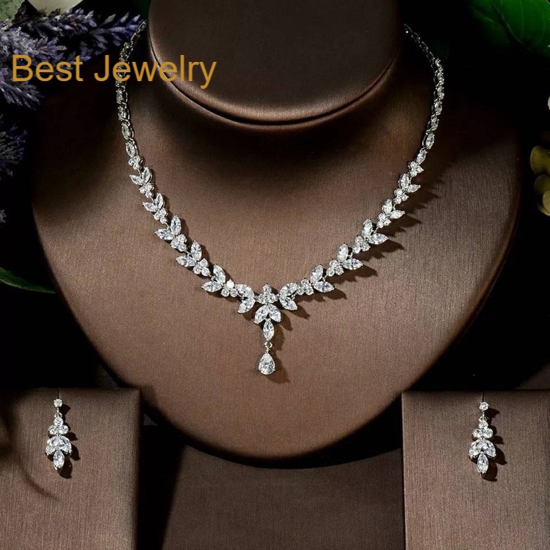 Best Jewelry/ เซตสร้อยคอและต่างหู งานเพชร CZ แท้ งานเกรดจิวเวลรี่