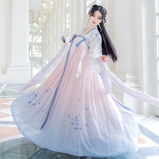 👑ชุดจีนโบราณ👑ฮั่นฟู ชุดเจ้าหญิง Hanfu การพิมพ์ เย็บปักถักร้อย สง่างาม กระโปรงนางฟ้า สไตล์จีน กระโปรงนางฟ้า🐳🐳🐳