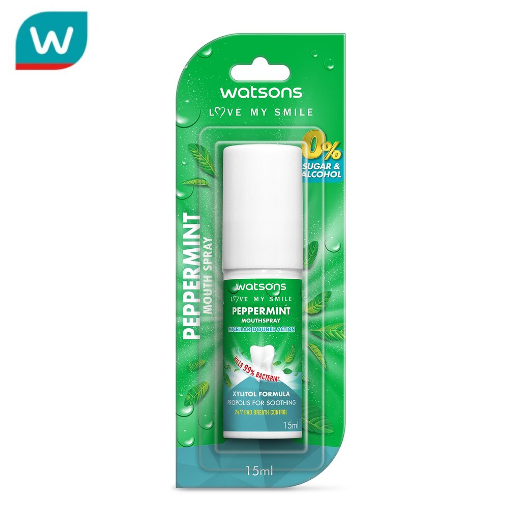 Watsons วัตสัน เปปเปอร์มิ้นท์ เม้าท์ สเปรย์ 15มล.