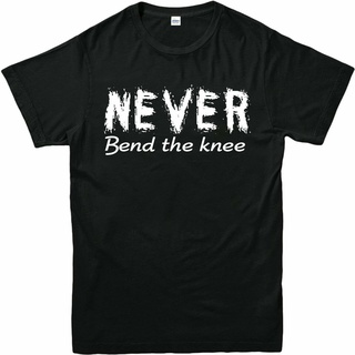 เสื้อยืดลําลอง ผ้าฝ้าย แขนสั้น พิมพ์ลาย Never Bend The Knee สไตล์วินเทจ