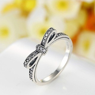 แหวนสตรีทับทิม Vintage Rhinestone ฝังลายหมี Bowknot Ring
