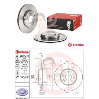 09 5627 10 จานเบรค ล้อ F (ยี่ห้อ BREMBO) รุ่น Std Benz W124 E C124 300E ปี