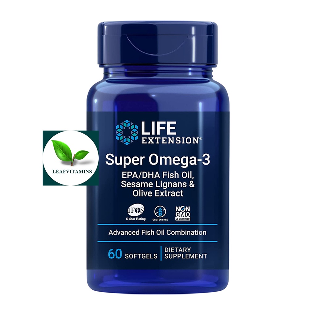 Life Extension Super Omega-3 EPA/DHA Fish Oil, Sesame Lignans & Olive ...