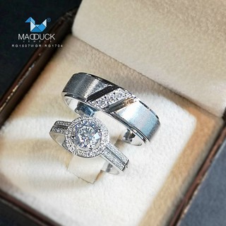 Madduckjewels แหวนเงินแท้ เพชร CZ ชุบโรเดียม RG1507WGR-RG1704