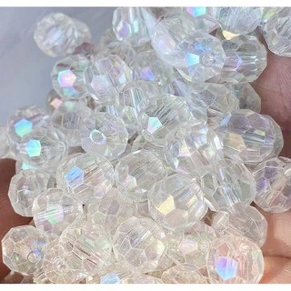 ลูกปัดอะคริลิค AB ทรงกลม สีรุ้ง 6/8 มม. 10 มม. 12 มม. 32 หน้า สําหรับทําเครื่องประดับ DIY
