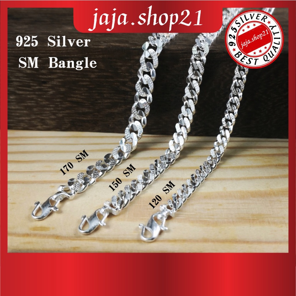 | กําไลข้อมือ 925 เงิน เอสเอ็ม ชาย / หญิง | Gelang Tangan Lelaki / Perempuan Perak 925