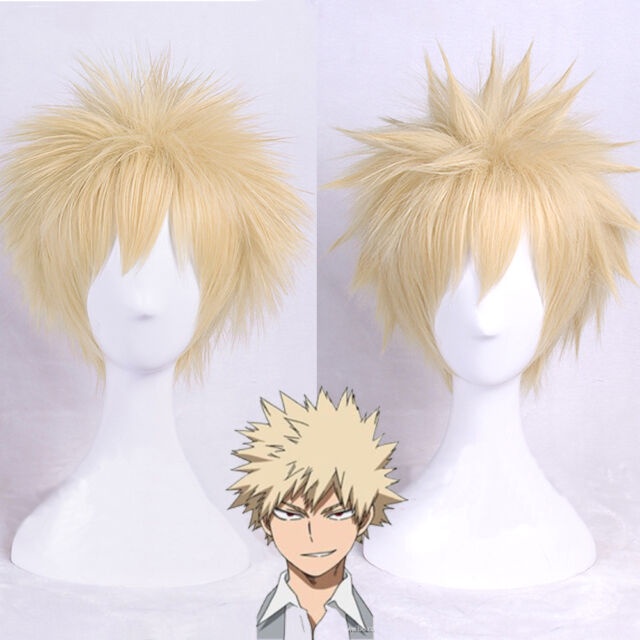 [มีจําหน่าย] วิกผม/วิกผม Bakugou Katsuki - Boku no Hero สีเหลืองที่ [Miu Cosplay]