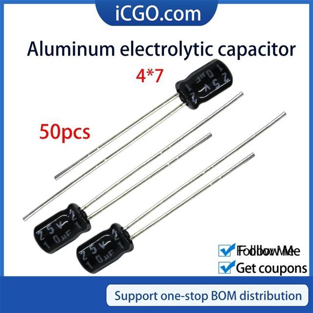 50pcs 4*7 อลูมิเนียม Electrolytic Capacitor 10UF 22UF 33UF 47UF 100UF 10V 16V 25V Electrolytic Capac