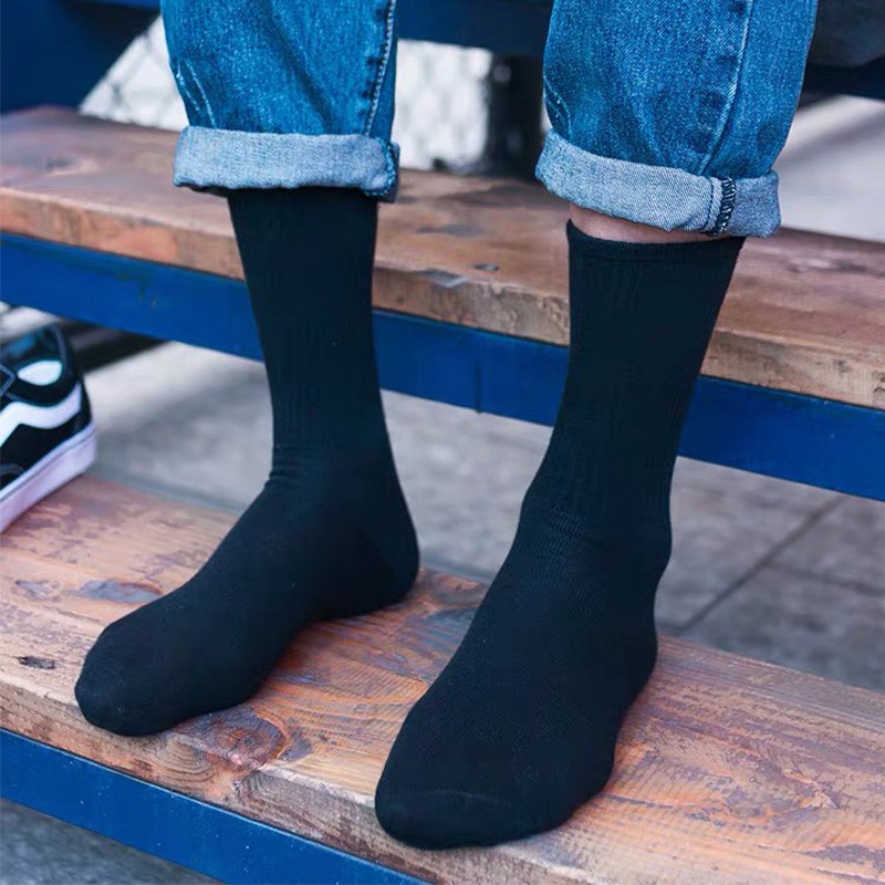 [พร้อมส่ง] ถุงเท้ากีฬา ข้อยาว ผ้าฝ้าย สีดํา ขาว สําหรับผู้ชาย นักเรียน 1 คู่ - รูปที่ 2