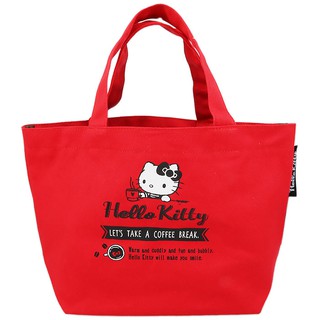 กระเป๋า Hello Kitty Coffee สีแดง ขนาด 22 x 37 x 14 ซม. วัดไม่รวมหู ด้านในเป็นแบบบุลายสวย